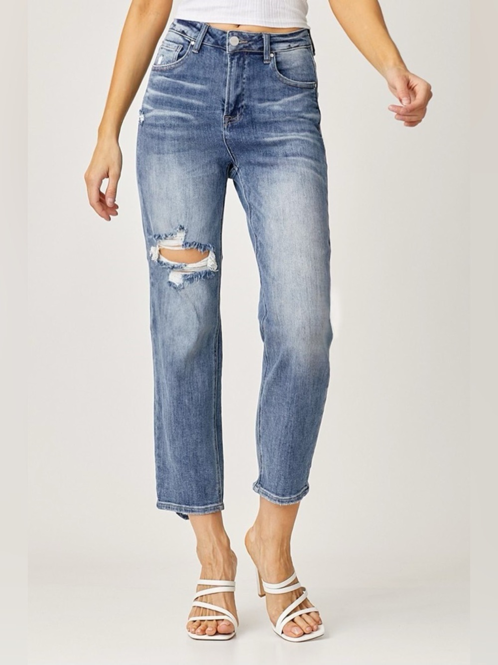 High-Rise Distressed Blue Women’s Jeans